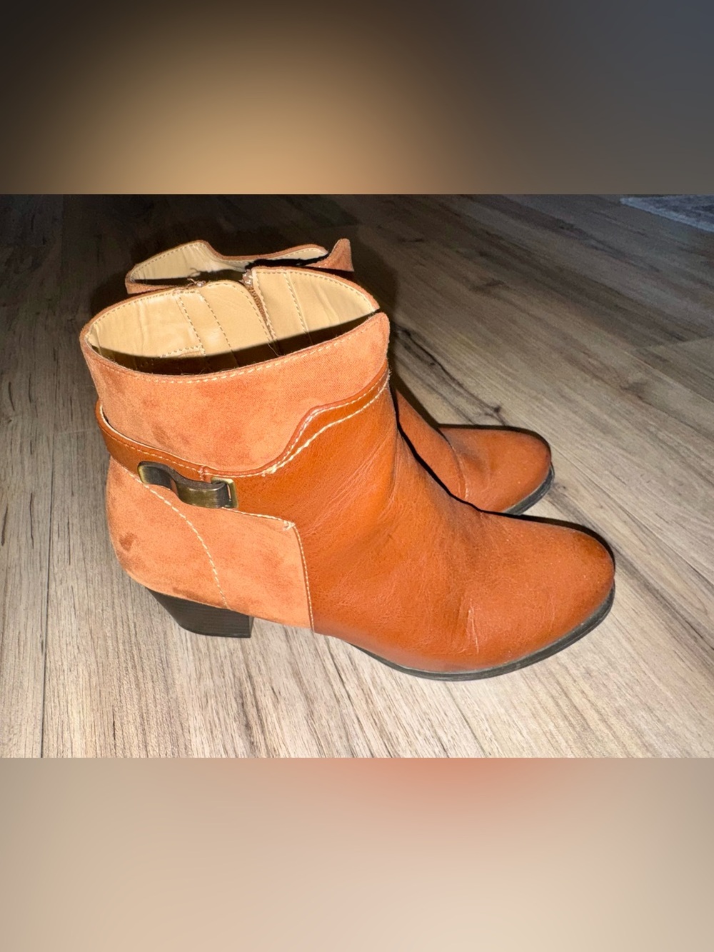 Women’s Tan Suede & Leather Ankle Boots